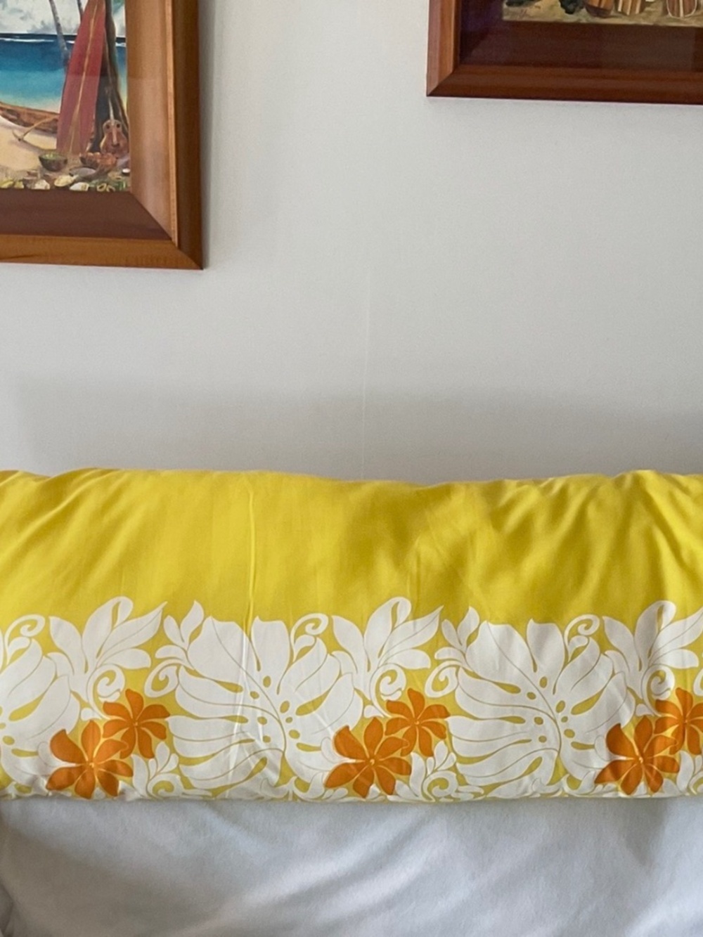 Lovely Yellow Hawaiian Print Pillow - 4 Ft Long